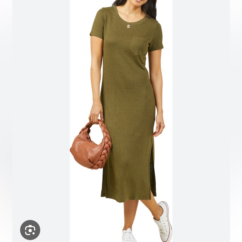 Outerknown Neptune Tee Dress Short Sleeves Tshirt Dress Olive XL